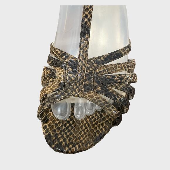 Etienne Aigner Snake Ankle Strap heel Peep Toe Size 8.5 - Picture 7 of 13